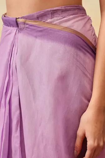 Purple printed tissue traditional saree with blouse piece