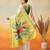 Off white printed art silk ethnic saree with blouse piece