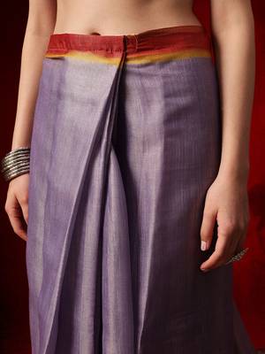Purple printed cotton blend ethnic saree with blouse piece 5