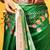 Green printed silk blend ethnic saree with blouse piece