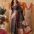 Black woven cotton blend traditional saree with blouse piece