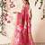 Pink printed silk cotton ethnic saree with blouse piece
