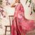 Pink printed silk cotton ethnic saree with blouse piece