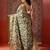 Olive printed art silk ethnic saree with blouse piece