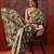 Olive printed art silk ethnic saree with blouse piece