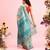 Teal woven cotton blend traditional saree with blouse piece