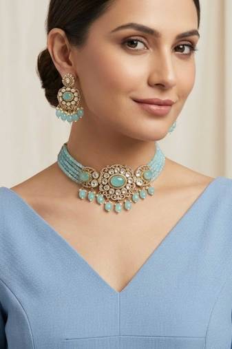 Azure bloom diamond necklace & earring set