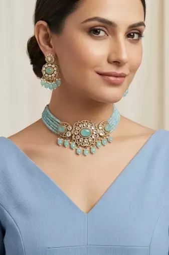 Azure bloom diamond necklace & earring set