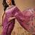 Pink printed cotton blend ethnic saree with blouse piece