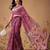 Pink printed cotton blend ethnic saree with blouse piece