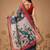 Navy blue printed cotton blend ethnic saree with blouse piece