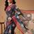 Navy blue printed cotton blend ethnic saree with blouse piece