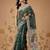 Green printed cotton blend ethnic saree with blouse piece