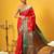 Red woven silk blend ethnic saree with blouse piece