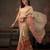 Beige printed tissue traditional saree with blouse piece