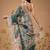 Green printed cotton blend ethnic saree with blouse piece