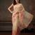 Beige printed tissue traditional saree with blouse piece