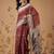 Maroon printed cotton blend ethnic saree with blouse piece