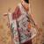 Maroon printed cotton blend ethnic saree with blouse piece