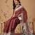 Maroon printed cotton blend ethnic saree with blouse piece