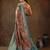 Red printed silk blend ethnic saree with blouse piece