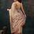 Beige printed cotton blend ethnic saree with blouse piece
