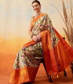 Blue plain art silk traditional saree with blouse piece