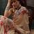 Beige printed cotton blend ethnic saree with blouse piece