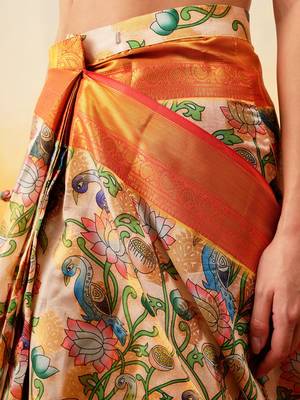 Blue plain art silk traditional saree with blouse piece 5