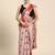 Peach printed cotton blend ethnic saree with blouse piece