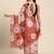 Peach printed cotton blend ethnic saree with blouse piece