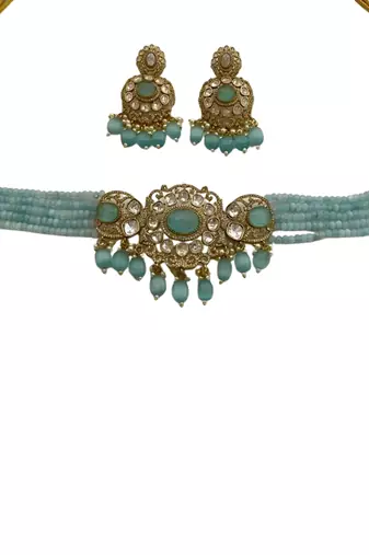 Azure bloom diamond necklace & earring set