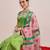 Green printed silk cotton ethnic saree with blouse piece