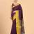 Purple plain silk blend ethnic saree with blouse piece