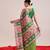 Green printed silk cotton ethnic saree with blouse piece