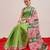Green printed silk cotton ethnic saree with blouse piece