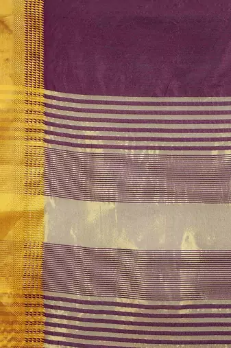 Purple plain silk blend ethnic saree with blouse piece