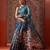 Blue printed cotton blend ethnic saree with blouse piece