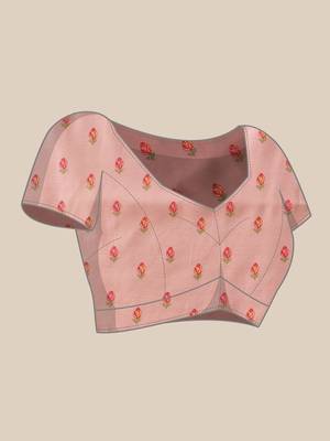 Pink ethnic motifs embroidered art silk festive saree with blouse piece 4