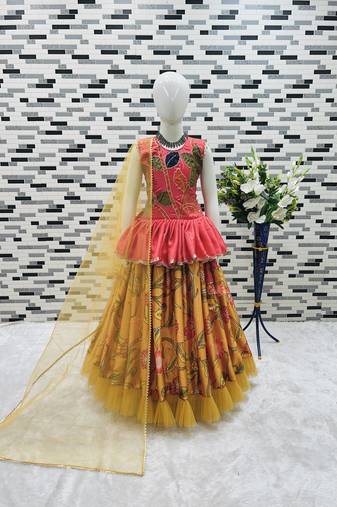multi heavy chinon silk with digital print with embroidery work - designer party wear