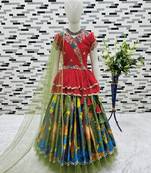 multi heavy chinon silk with digital print with embroidery work - designer party wear