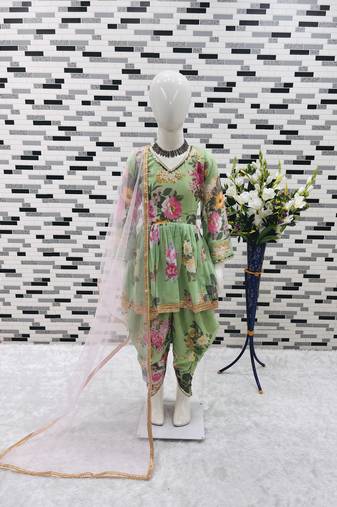 pista  heavy fox georgette salwar suit set with digital print work - designer party wear
