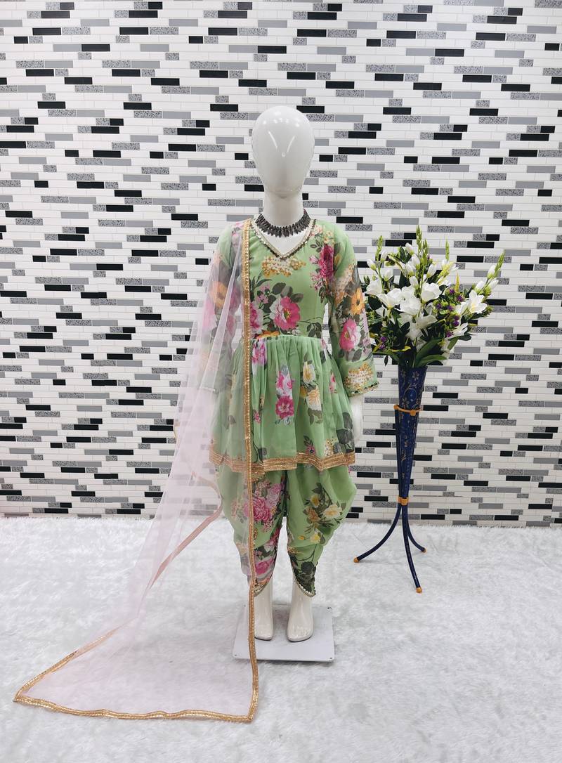 pista  heavy fox georgette salwar suit set with digital print work - designer party wear