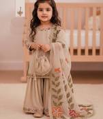 cream pure gmy silk with heavy embroidery sequence work - designer party wear