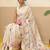 Cream ethnic motifs embroidered art silk festive saree with blouse piece