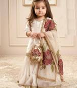 off white pure gmy silk with heavy embroidery sequence work - designer party wear