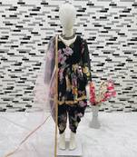 black  heavy fox georgette salwar suit set with digital print work - designer party wear