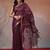 Purple floral cotton blend festive saree with blouse piece