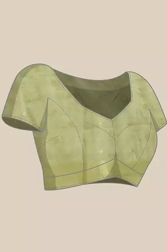 Olive floral cotton blend festive saree with blouse piece