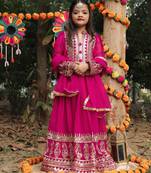 rani pink  heavy fox georgette gown set with sequence embroidery work - designer party wear
